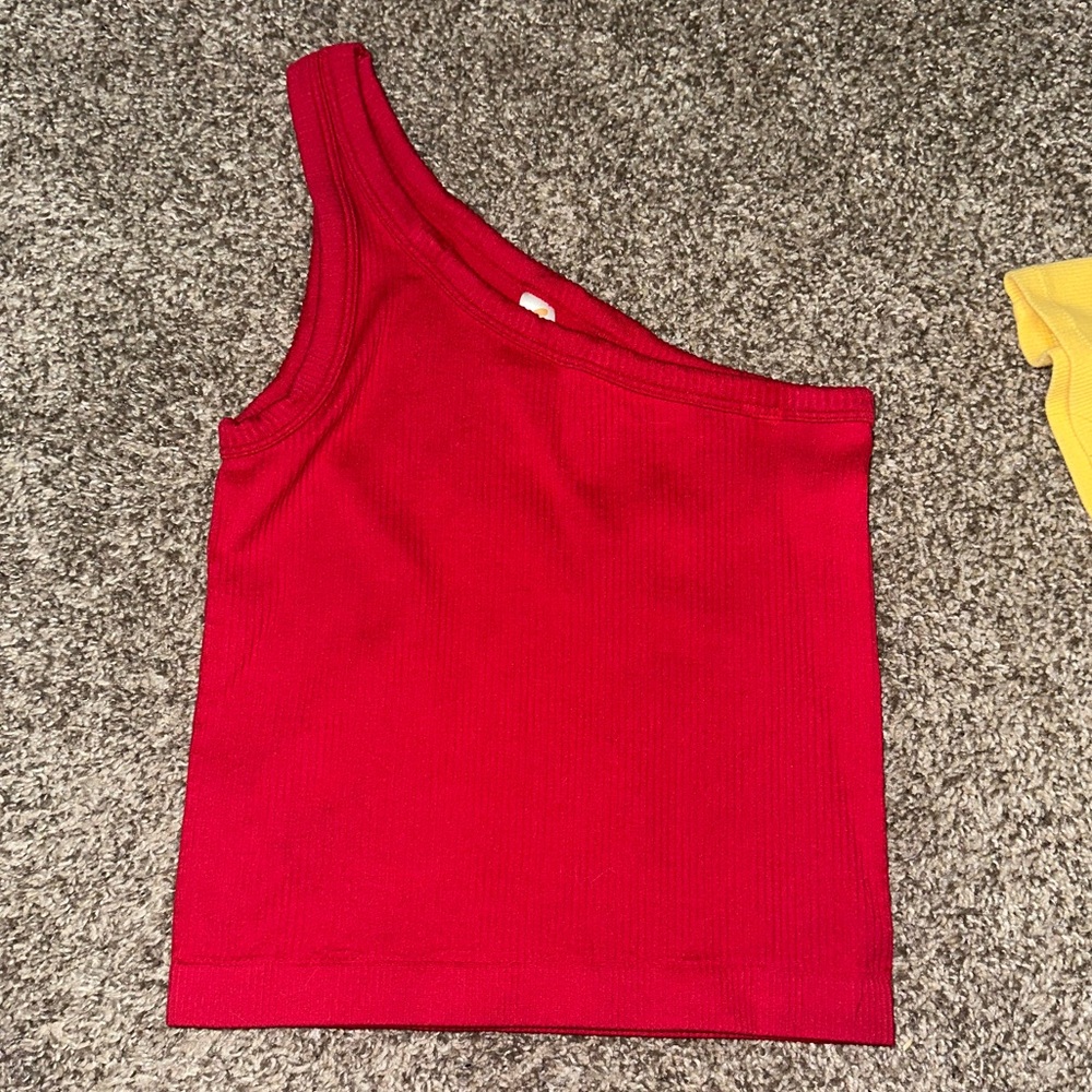 Red One-Shoulder Crop Top